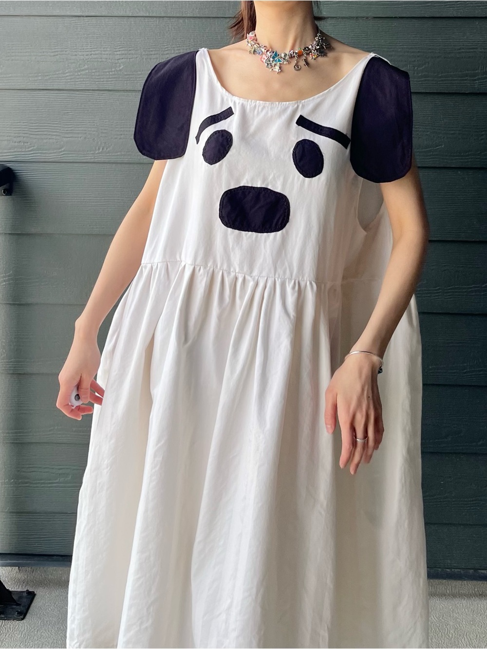 Puppy Mood | Handmade Patchwork Puppy Face Dress SKU 07216 Plus Size - Picture 1 of 16